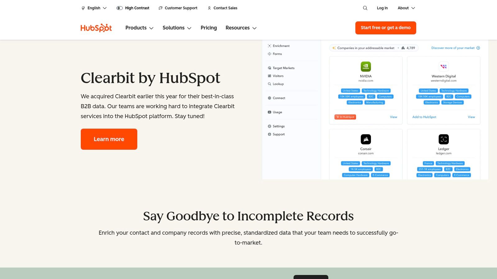 Clearbit by HubSpot (aka Breeze Intelligence)